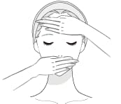 額と鼻下から口下まで手で覆っているイラスト